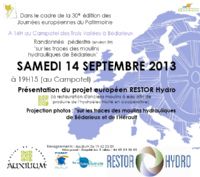 Présentation du projet européen Restor Hydro. Le samedi 14 septembre 2013 à Bédarieux. Herault. 